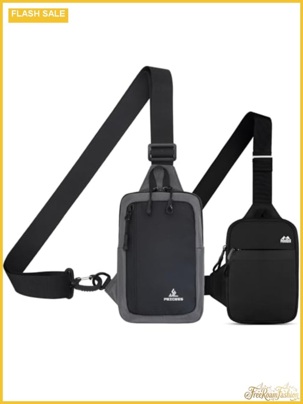 Peicees Crossbody Sling Bag Water Resistant Nylon Dual Pocket Running Phone